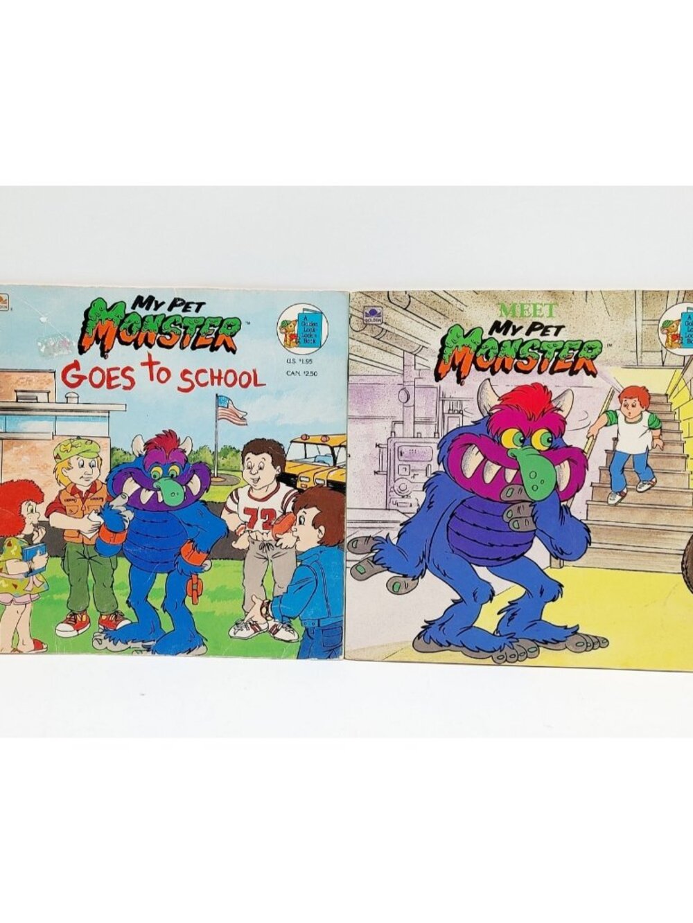 Lot of 2 My Pet Monster Golden Books Goes to School & Meet My Pet Monster 1986